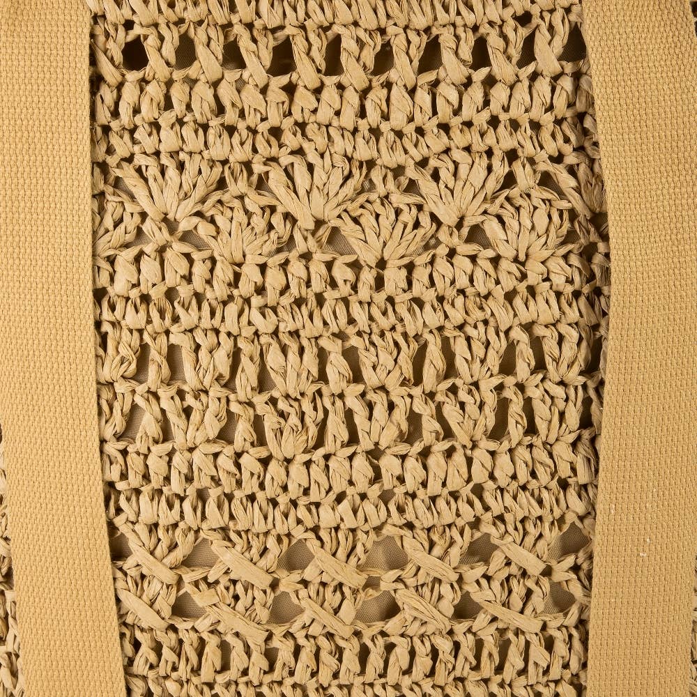 Large Straw Braided Tote Bag With Hat Holder: KA