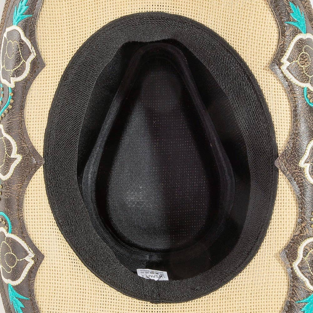 Western Butterfly Concho Detail Straw Cowboy Hat: BR