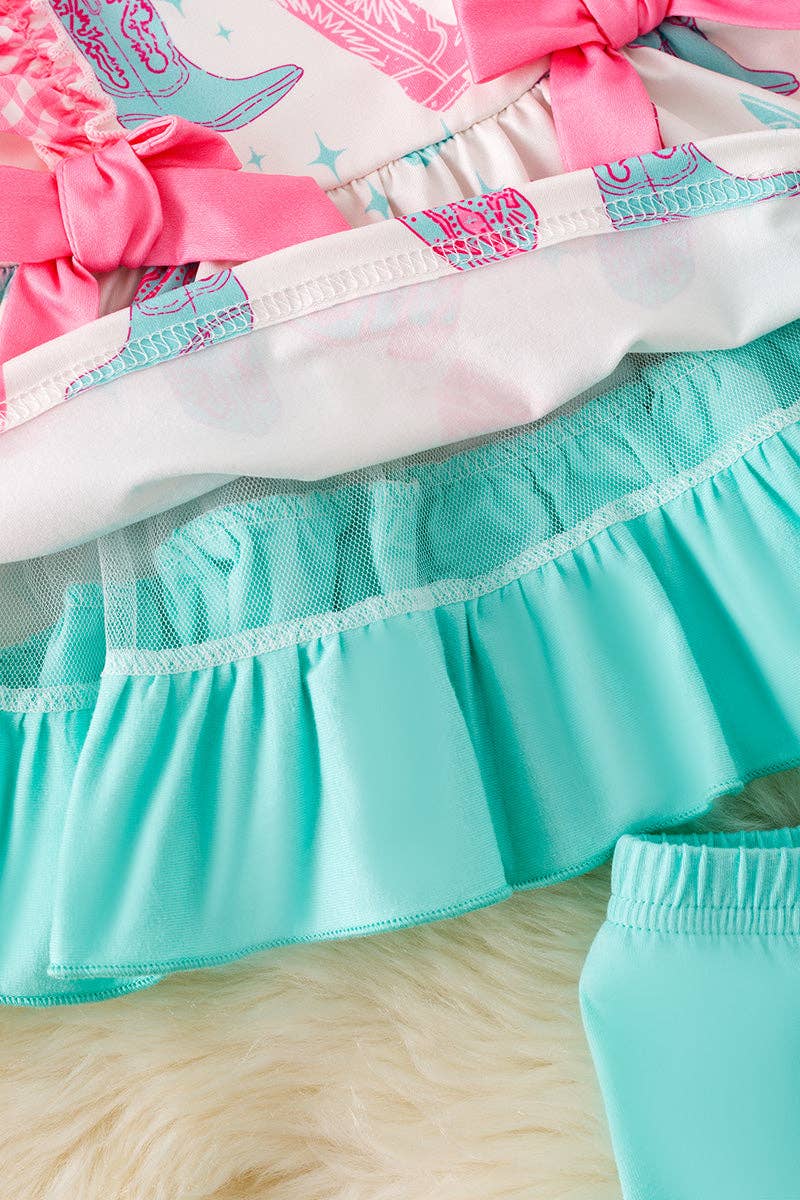 Cowgirl boot printed baby tunic and shorts. RPG52129 Jean