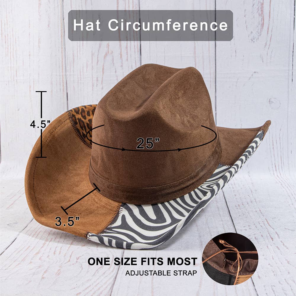 Leopard Print Colorblock Patchwork Cowboy Hat