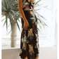 Tropical Print Cutout Dress