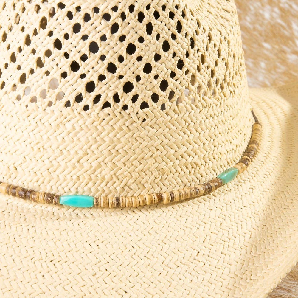 Beaded Straw Cowboy Hat
