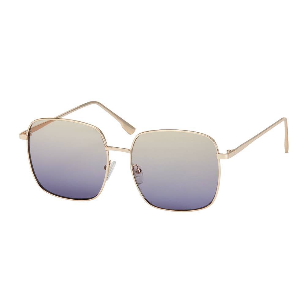 Women's Metal Square Gradient Lens Sunglasses