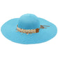 Blue Coastal Starfish Belt Floppy Straw Sun Hat