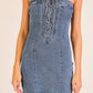 Lace-Up Stretch Denim Mini Dress