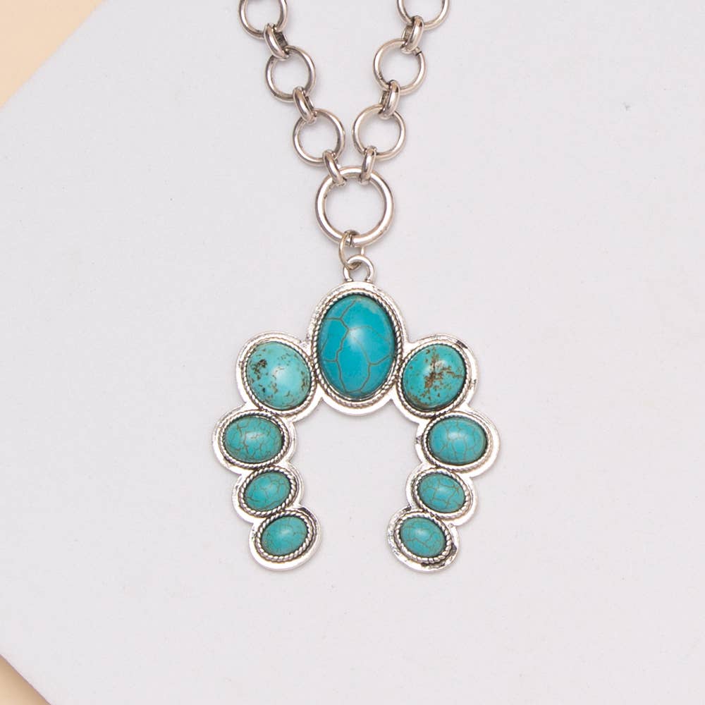 Western Squash Blossom Pendant  Necklace