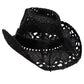 Longhorn Monochrome Belt Crochet Woven Cowboy Hat: Hot Pink