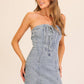 Lace-Up Stretch Denim Mini Dress