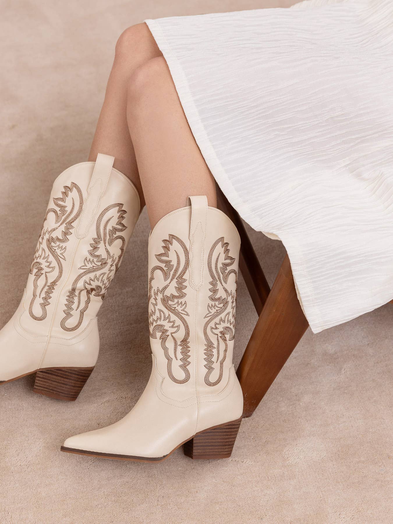 Amaya white Chai Classic Western Boot