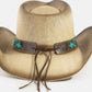 Western Butterfly Concho Detail Straw Cowboy Hat: BR