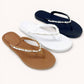 NINA-1 ELEGANT BRAIDED PEARL ACCENT WATERPROOF PVC SLIDE FLA: TAN