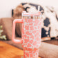 Pink Cowhide Tumbler with Handle