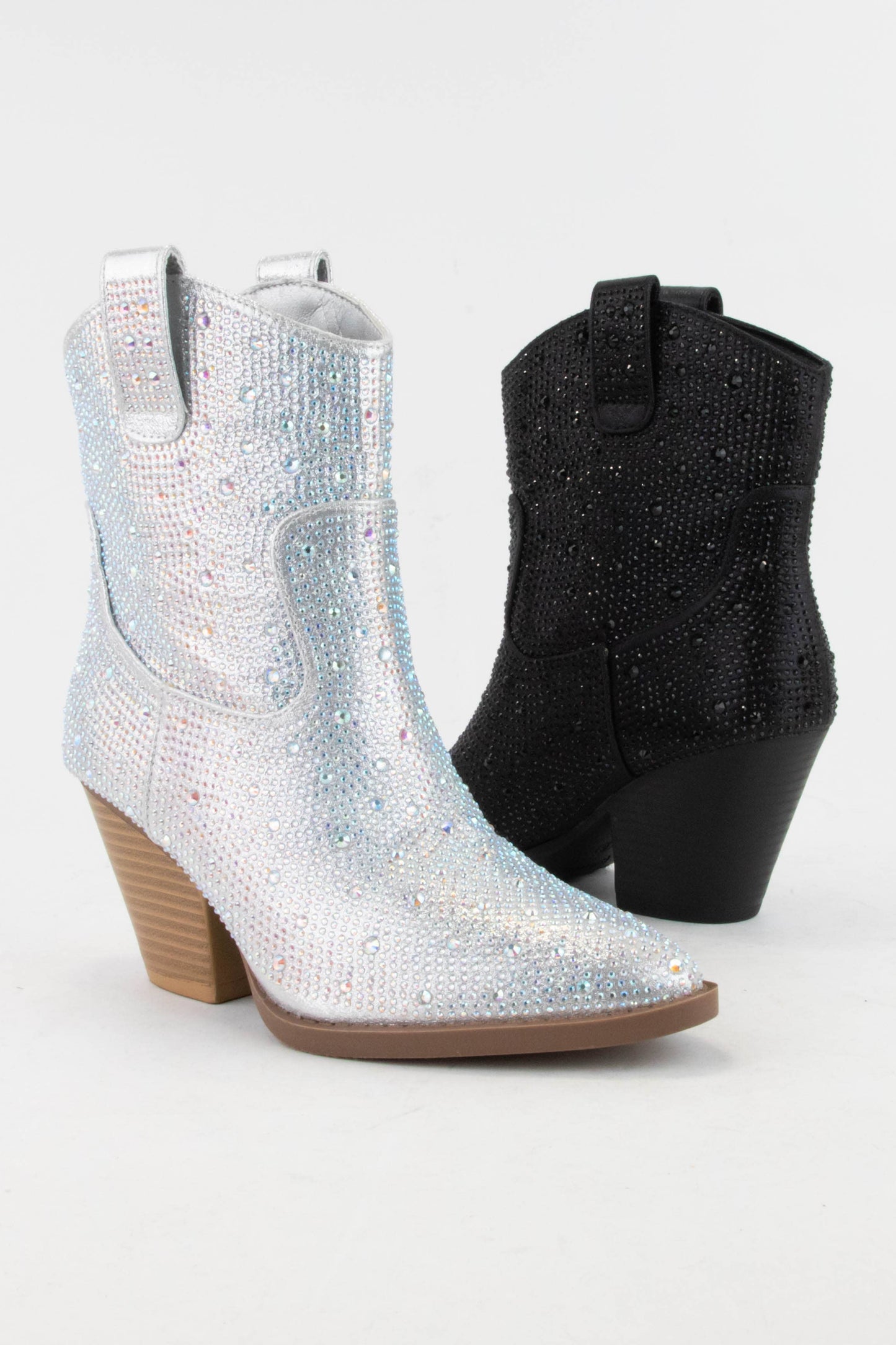 BEDAZZLED GLAM WESTERN ANKLE BOOTS