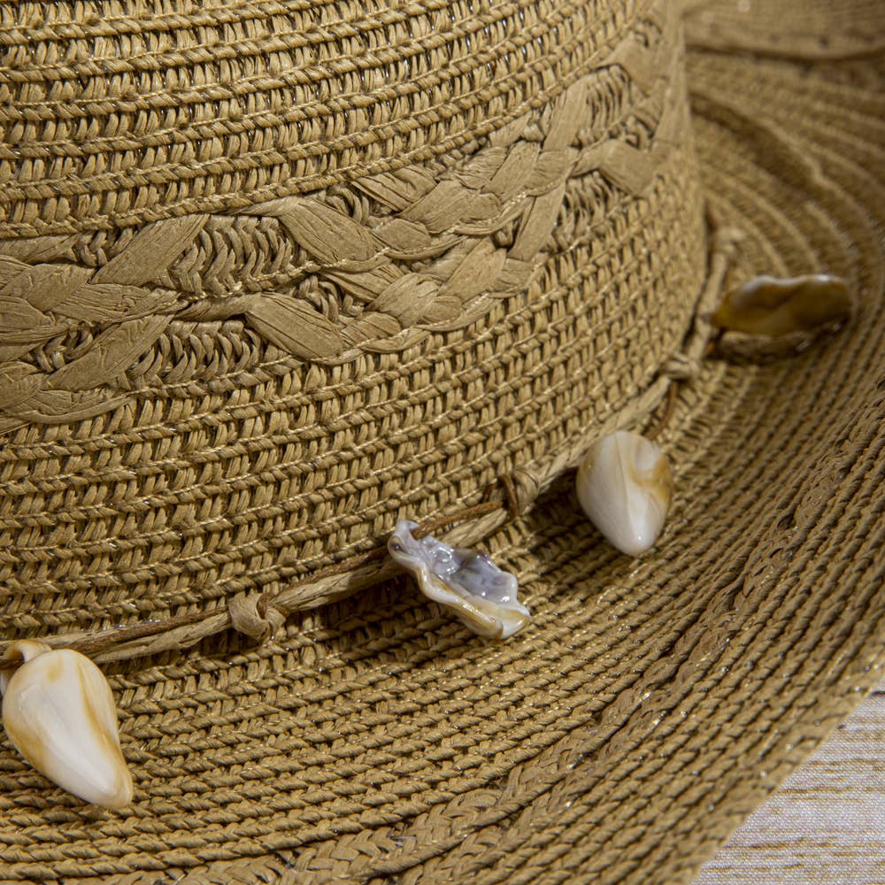 Shell Bead Band Straw Cowboy Hat