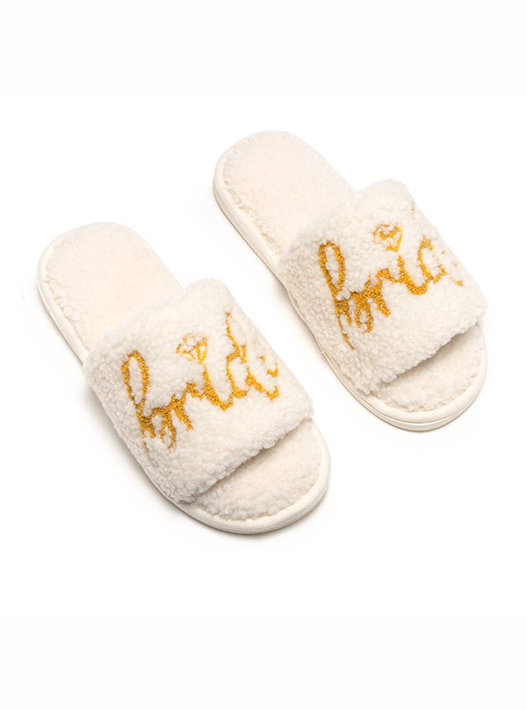 Indoor / Outdoor Slide Slippers - "Bride" - White: M/L