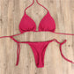2-Piece Solid Color thong Bikini Swimsuit