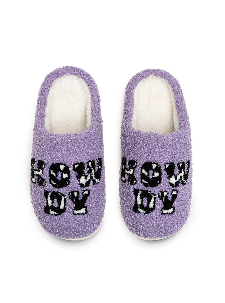 Indoor / Outdoor Slippers - Cow Print "Howdy"