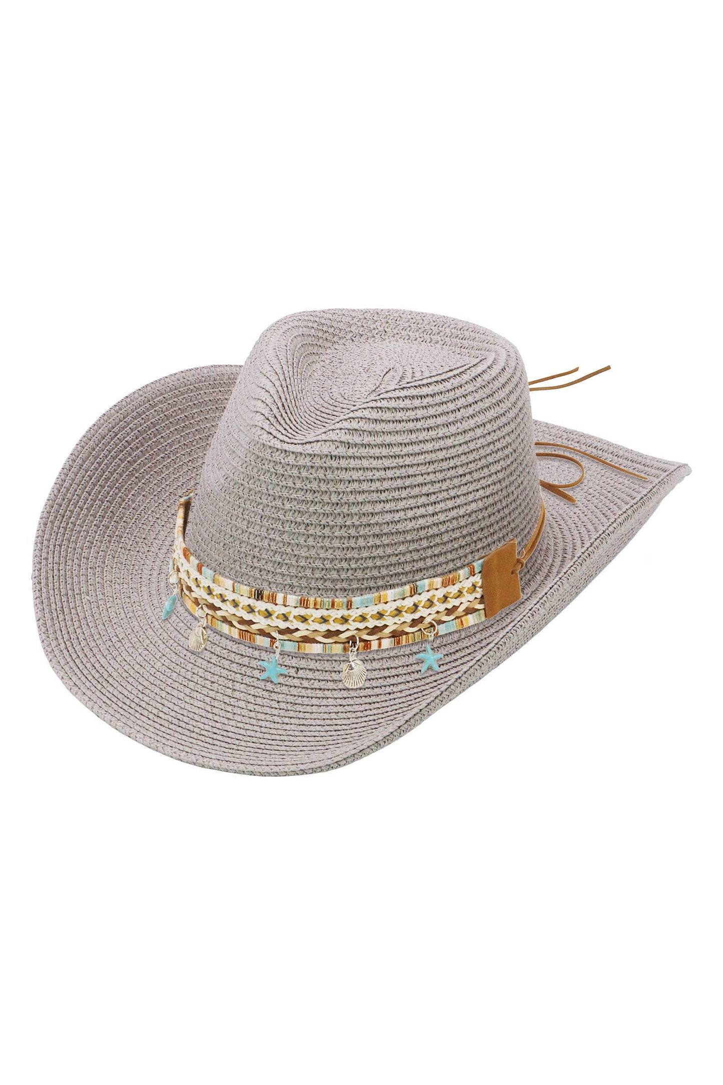 Blue Starfish Straw Coastal Cowgirl Hat: TAN / ONE SIZE