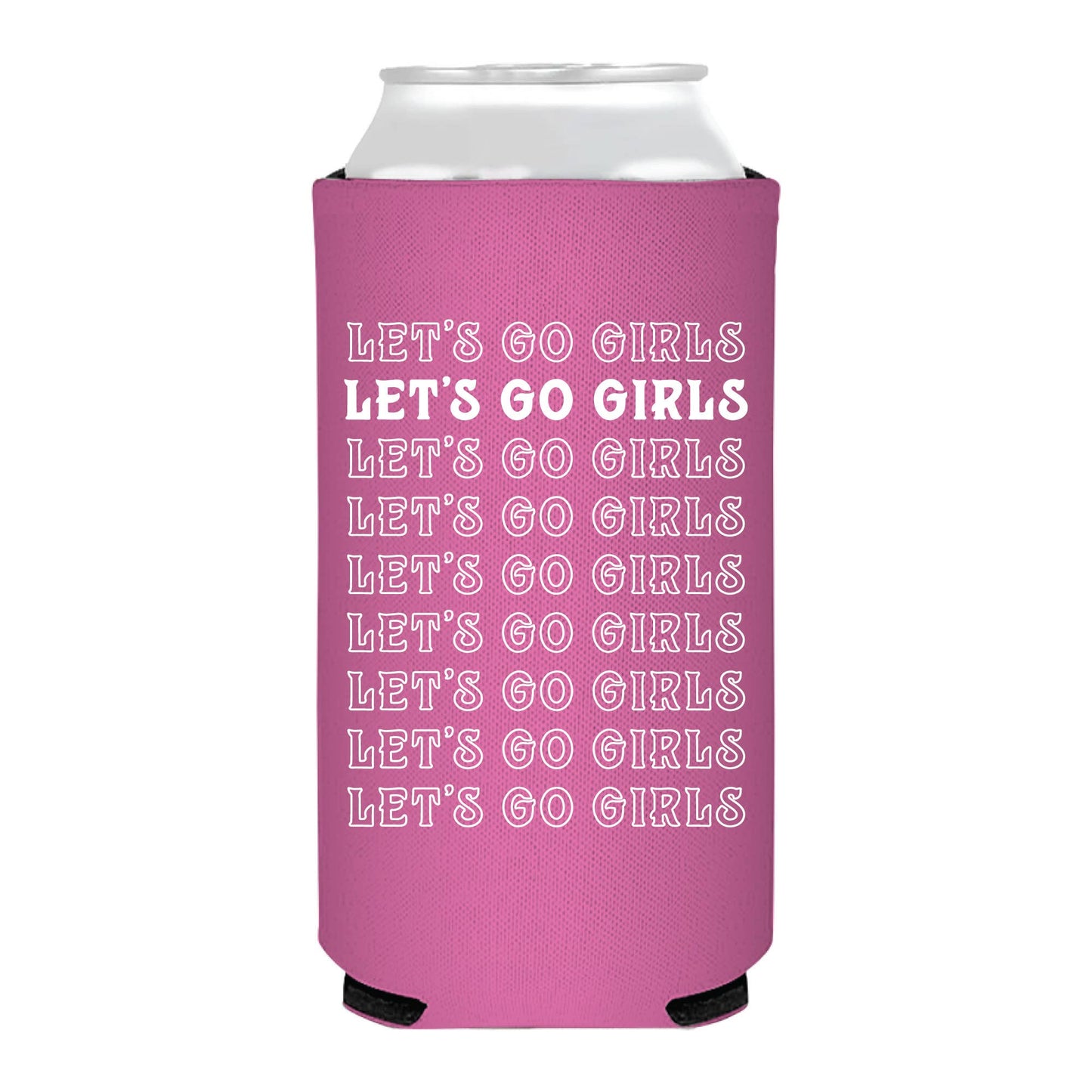 Let's Go Girls Pink Repeating Rodeo Slim Can Cooler- Rodeo