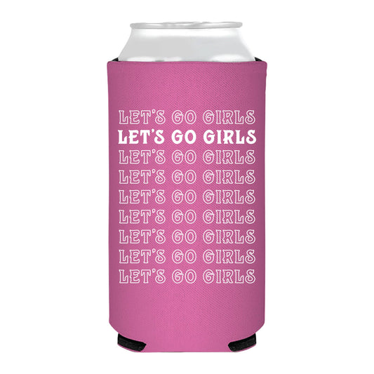 Let's Go Girls Pink Repeating Rodeo Slim Can Cooler- Rodeo