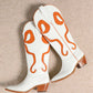RUBY BOW SWIRLING PATTERNED WESTERN BOOTS: WHITE/ LIGHT BLUE / B12