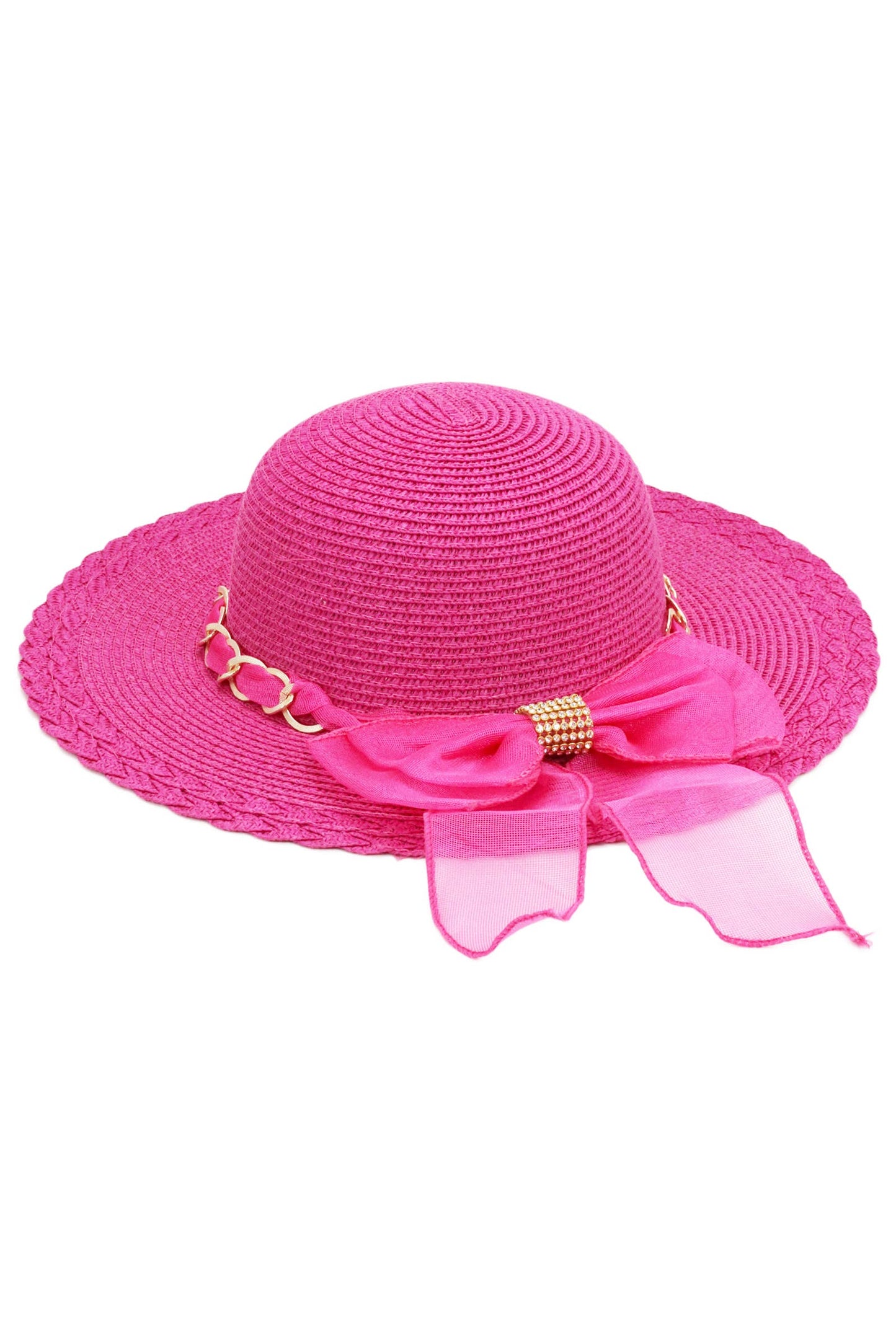 Kids Scallop Hem Paper Straw Floppy Sun Hat