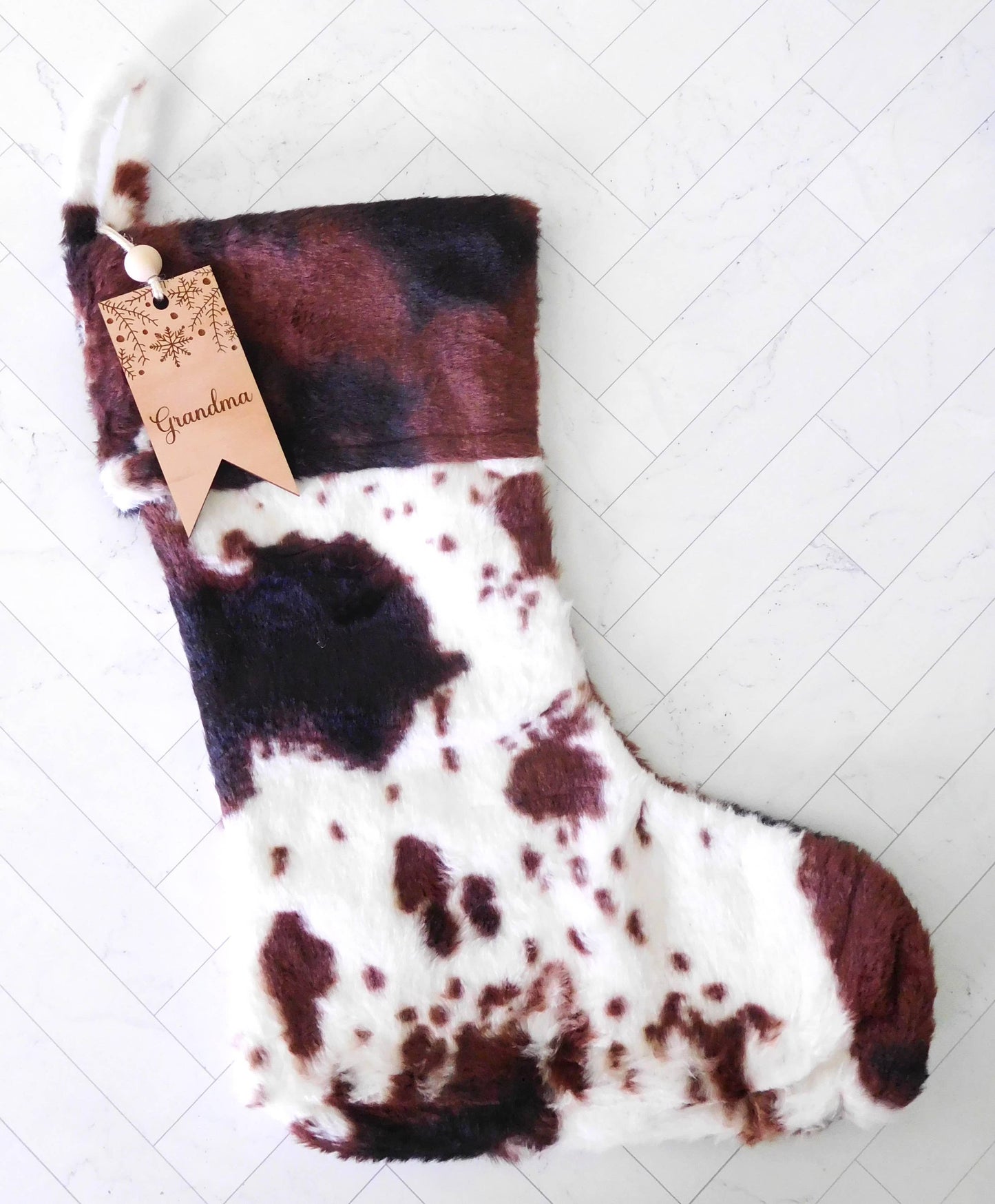 Cow Print Christmas Stocking: No Name Tag