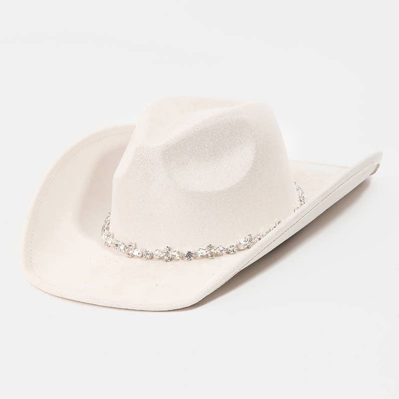 Rhinestone Studded Strap Western Cowboy Hat: IV