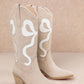 RUBY BOW SWIRLING PATTERNED WESTERN BOOTS: WHITE/ LIGHT BLUE / B12