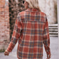 Women's Casual Fashion Oversized Loose Plaid Shirt Caramel / 100%Polyester.
