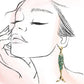 ENAMEL MERMAID FISH HEART DROP EARRINGS | 80E61274: GOLD