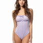 623133-SOLID EYELET ONE PIECE RUFFLE TRIM SWIMSUIT