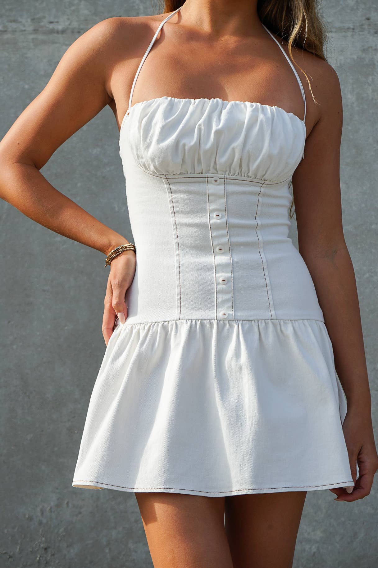 Stretch Denim Corset Mini Dress