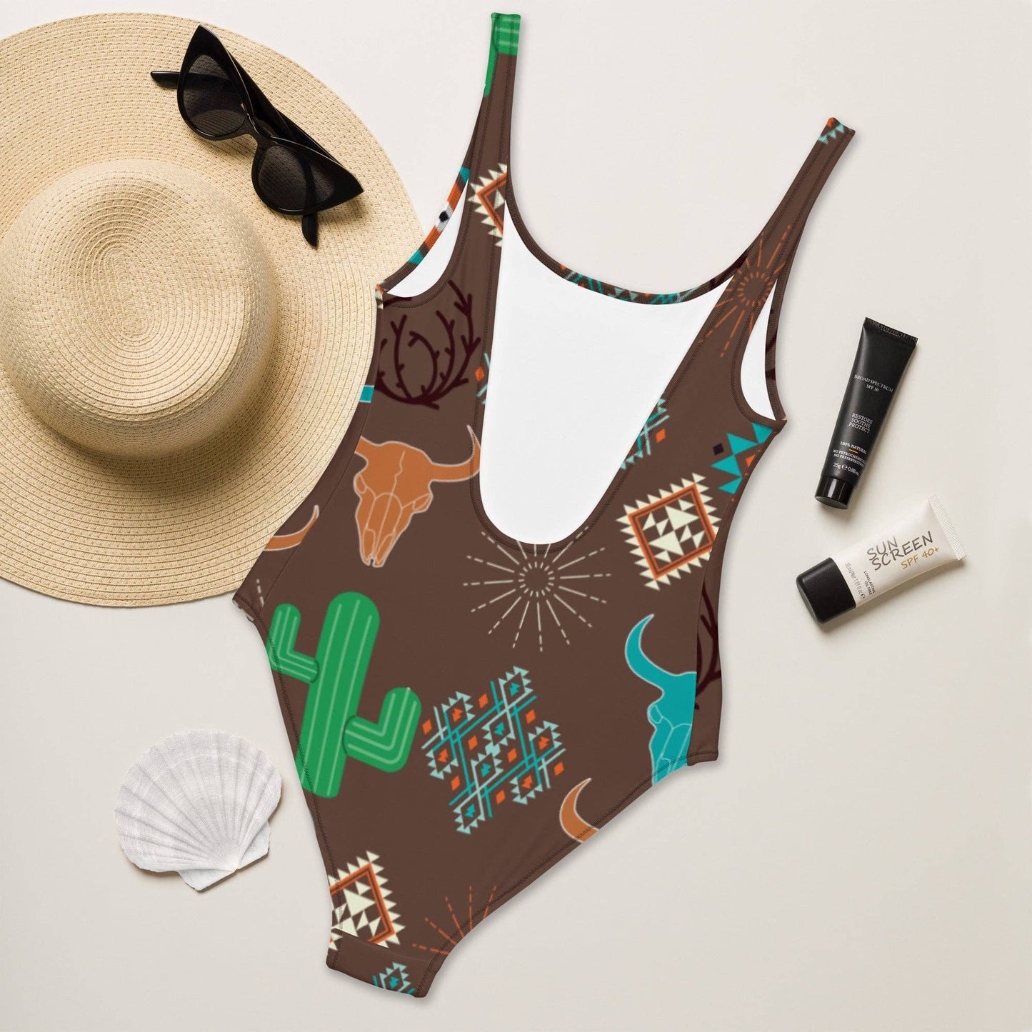 Baha Ranch Yeehaw Bullhead Cactus One-Piece Swimsuit