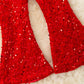 Red sequins bells with stretchy waistband. PNG50113007