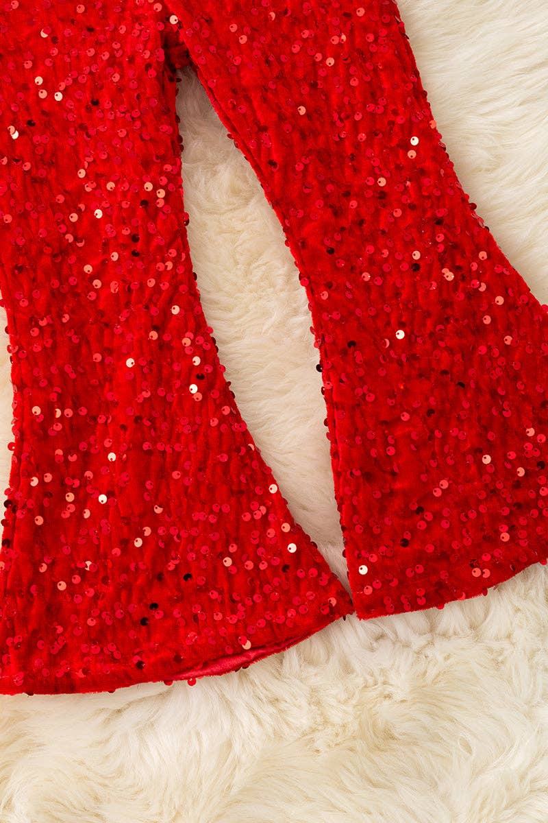 Red sequins bells with stretchy waistband. PNG50113007