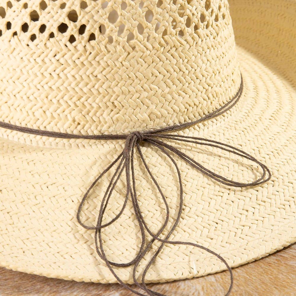 Beaded Straw Cowboy Hat